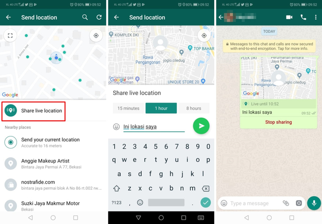 Gunakan aplikasi WhatsApp - Melacak Lokasi HP Android